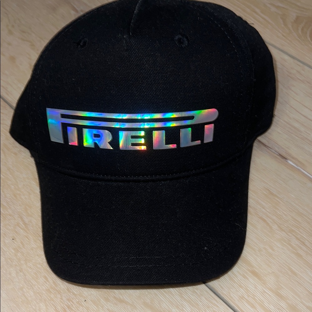 Pirelli Black Baseball Cap with Holographic Logo NWT